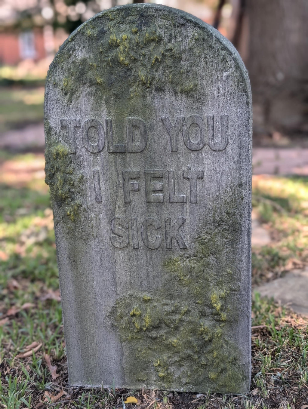 Made to Order Custom Name and Epitaph Gravestone with Moss Effect & Weathering - product photo 3