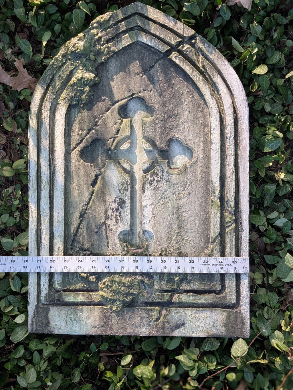 Premade Gothic Cross Gravestone Prop – White - product photo 6