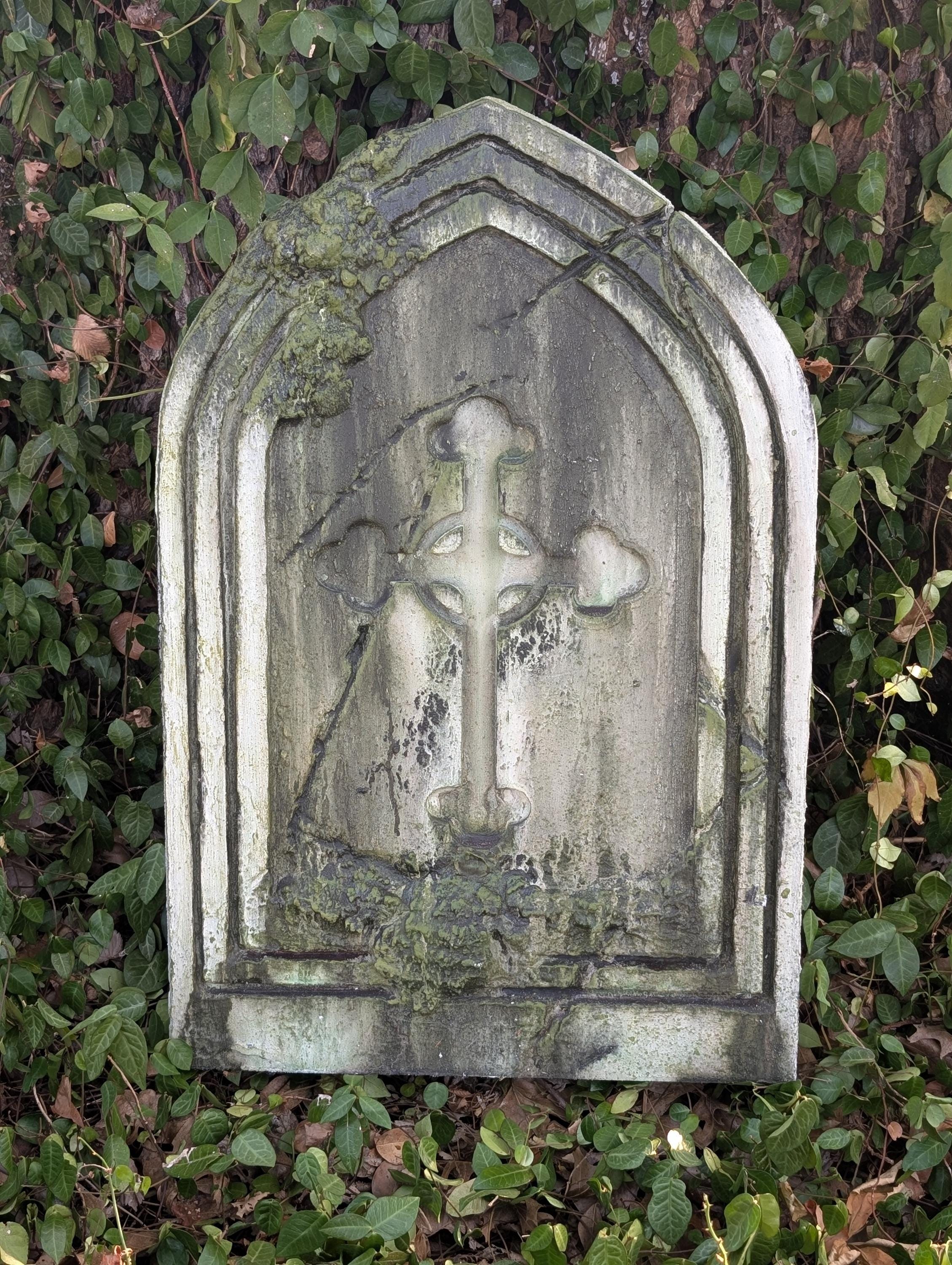 Premade Gothic Cross Gravestone Prop – White - product photo 1