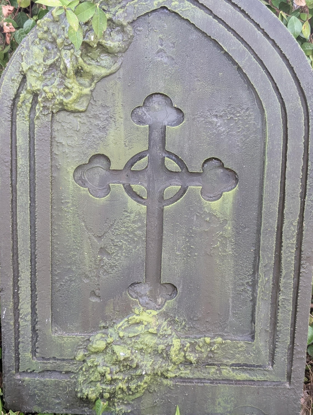 Premade Gothic Cross Gravestone Prop – Dark Grey - product photo 3