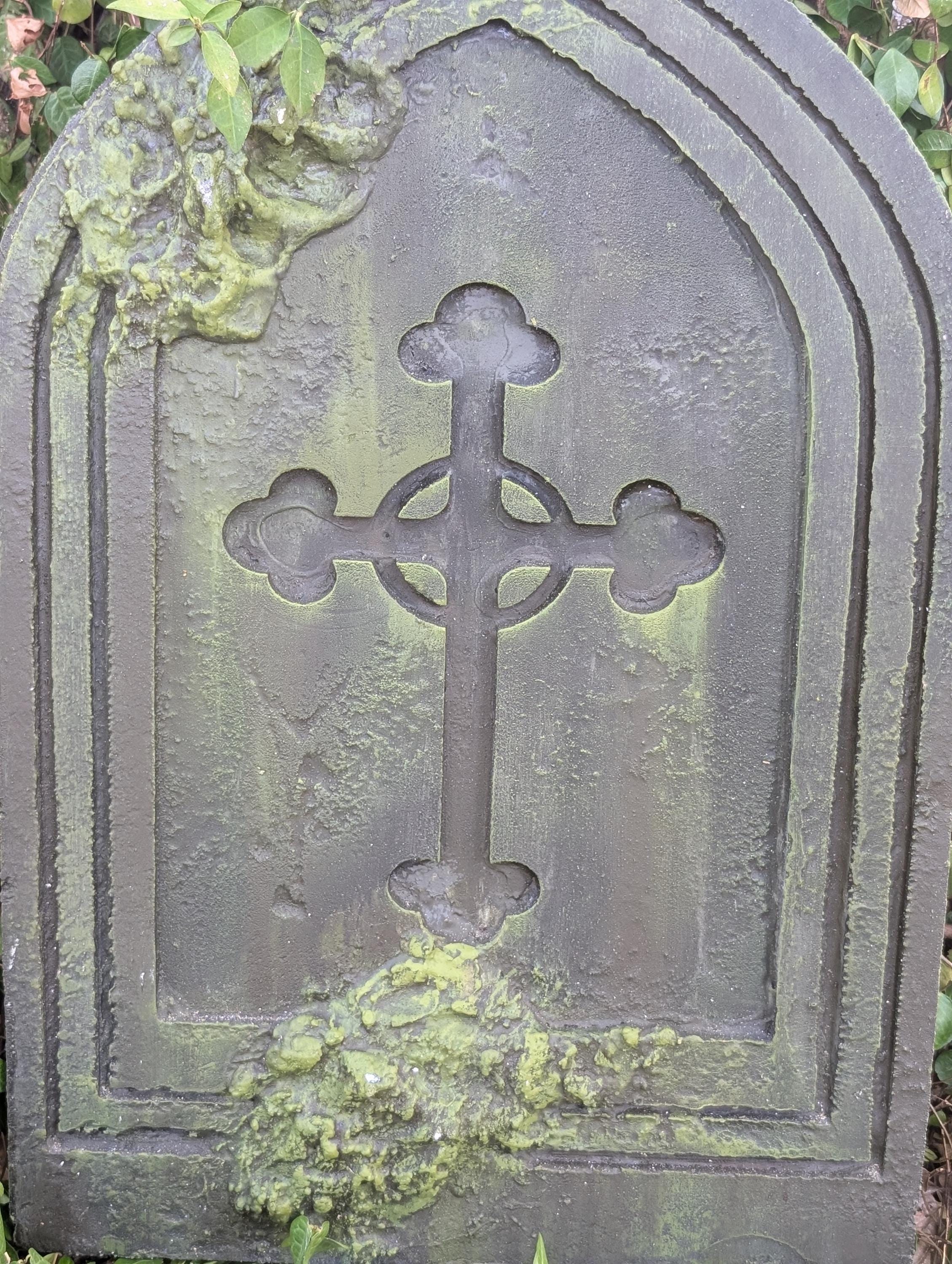 Premade Gothic Cross Gravestone Prop – Dark Grey - product photo 3