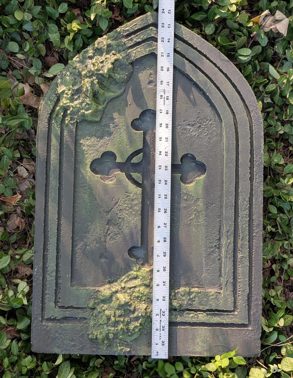 Premade Gothic Cross Gravestone Prop – Dark Grey - product photo 4