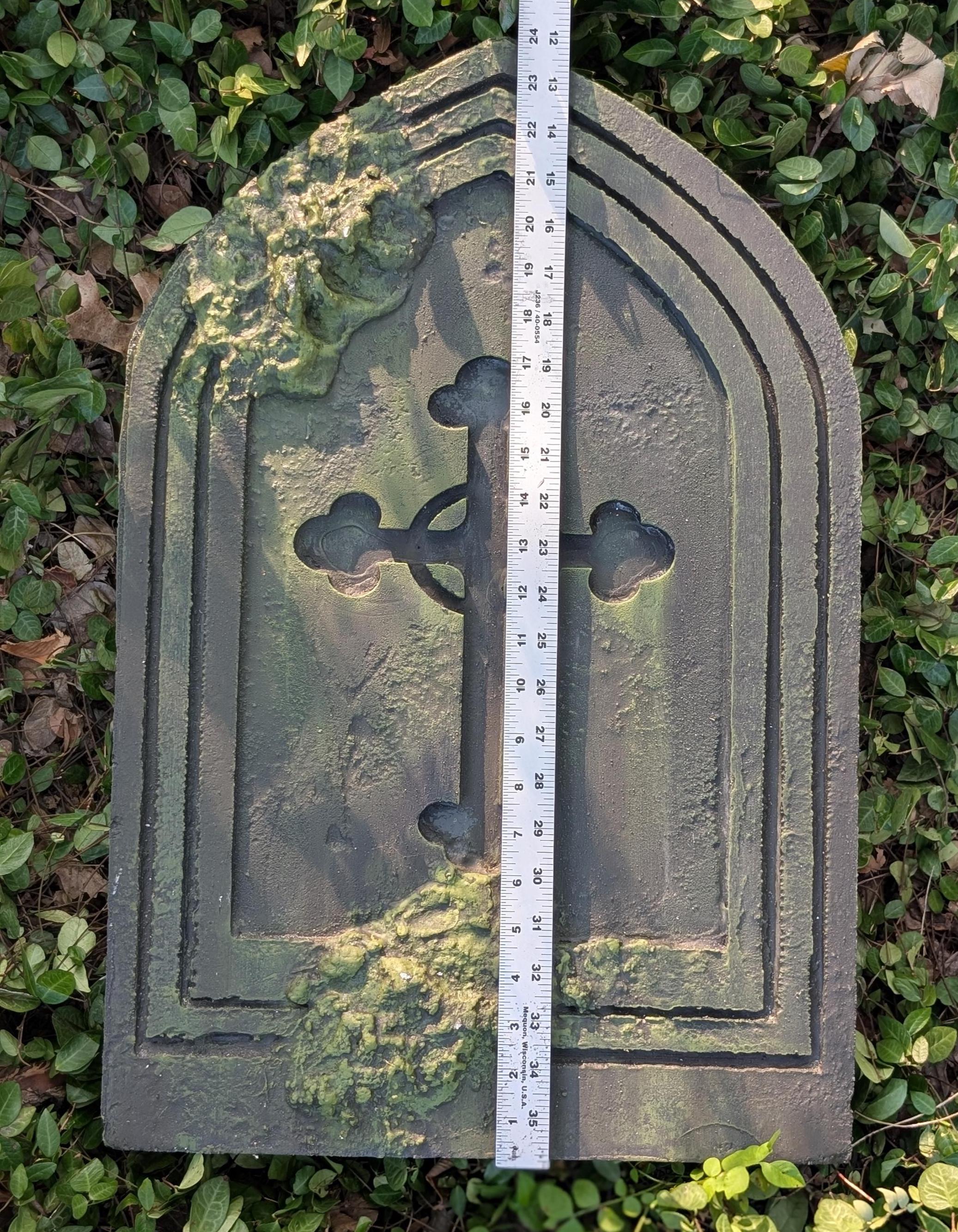 Premade Gothic Cross Gravestone Prop – Dark Grey - product photo 4