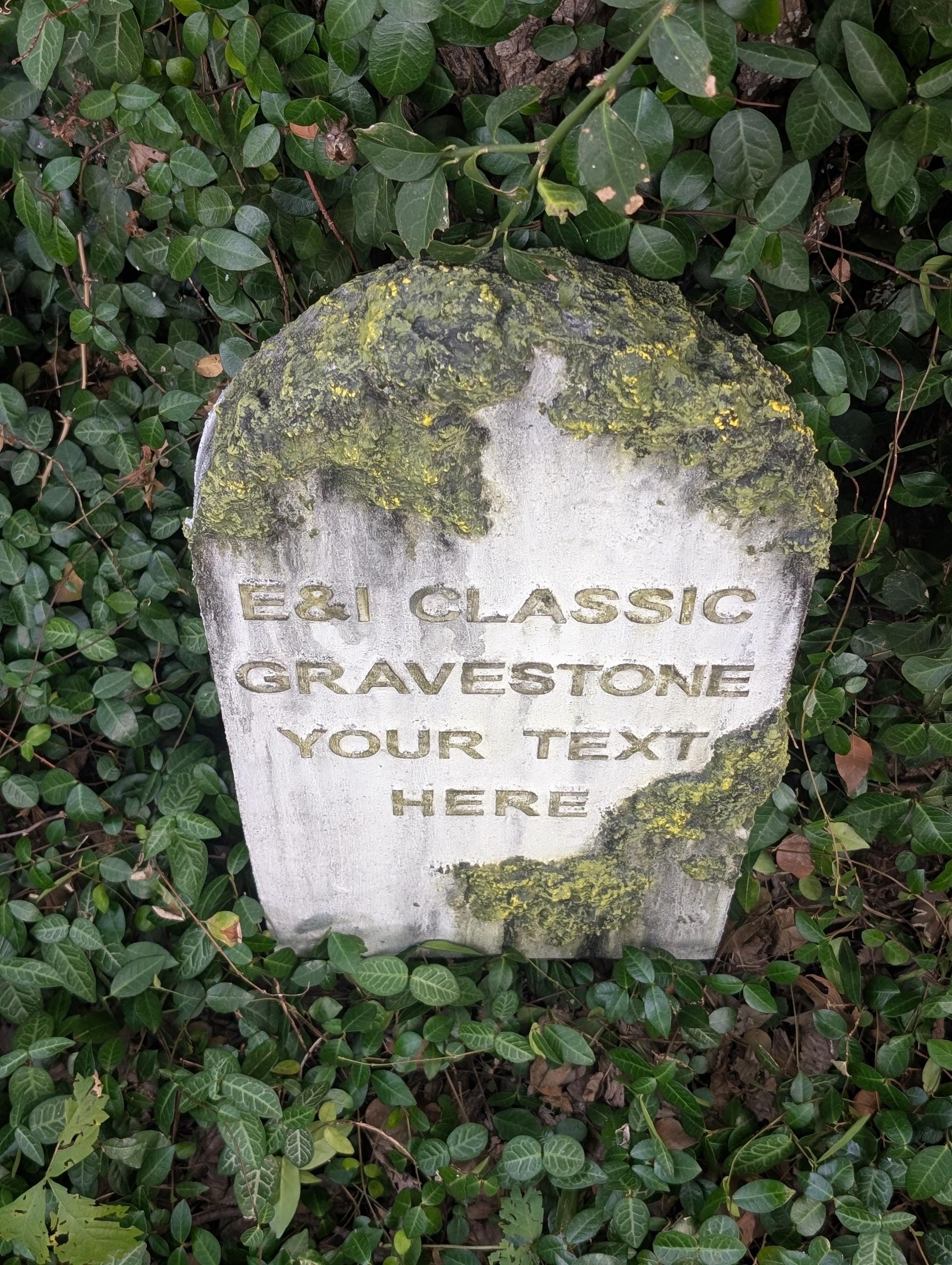 Made to Order Custom Name and Epitaph Gravestone with Moss Effect & Weathering - product photo 4