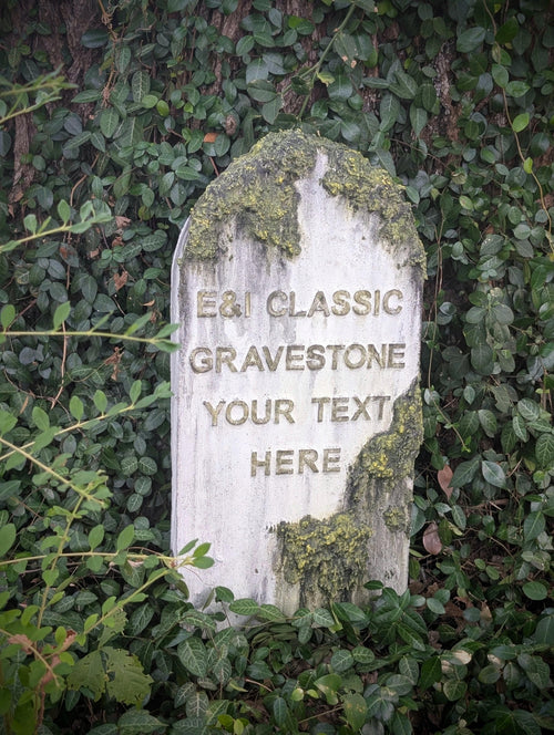 Made to Order Custom Name and Epitaph Gravestone with Moss Effect & Weathering - product photo 1