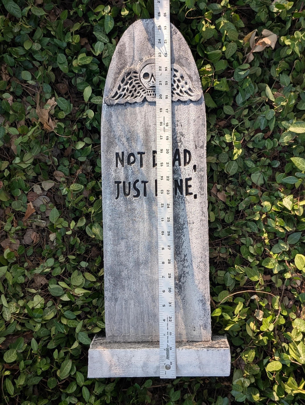 Slim Premade "Not Dead, Just Done" Carved Gravestone - product photo 3