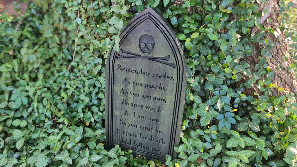 Carved Memento Mori Gravestone: Highgate Green Finish